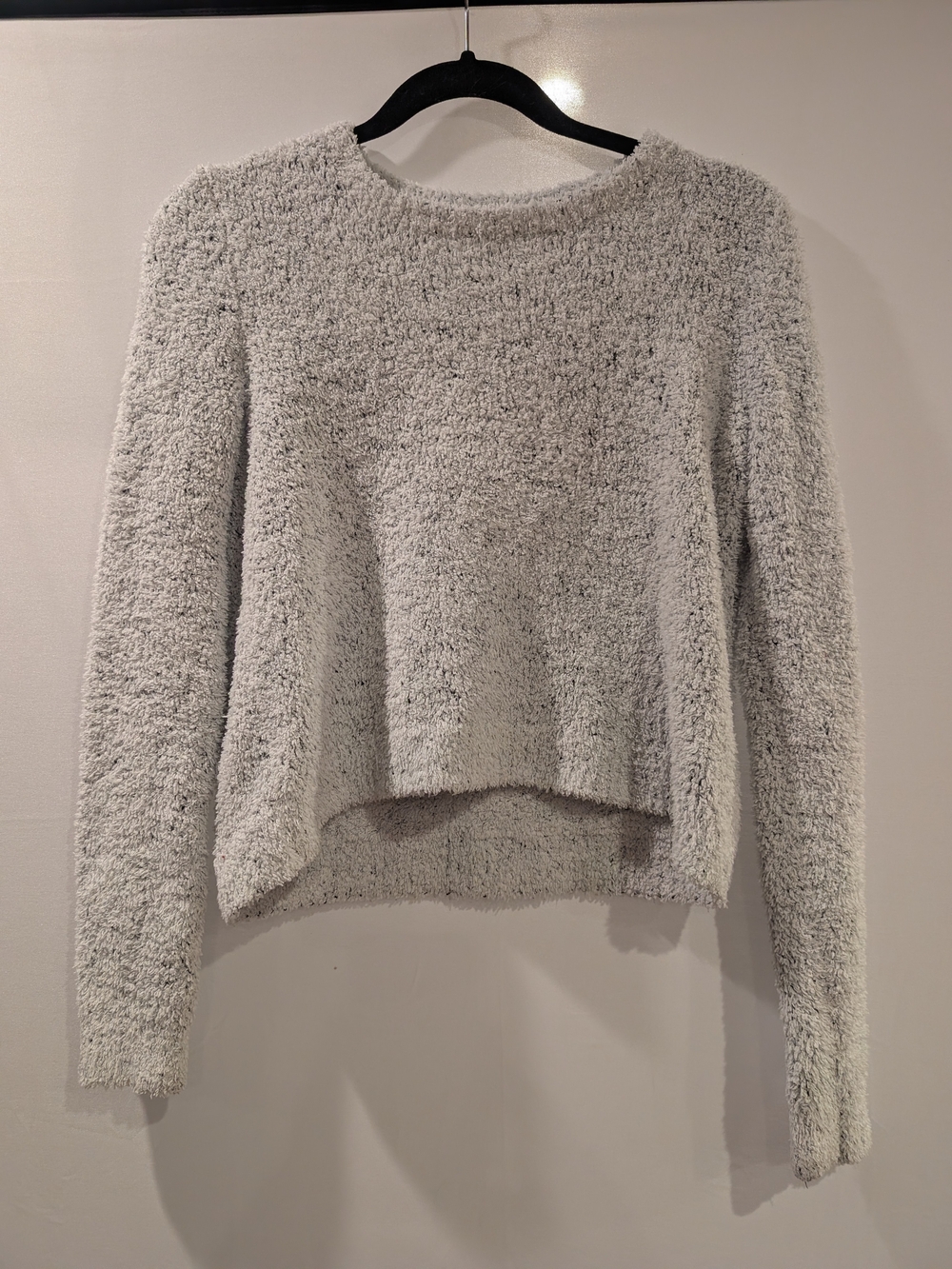 Abercrombie Kids Plush Crewneck Sweater - White/ Light Gray